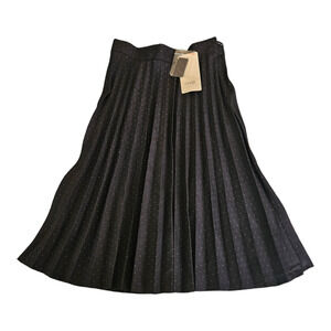 Oodji XS Black Polka Dot Zip Closure Pleated Skirt